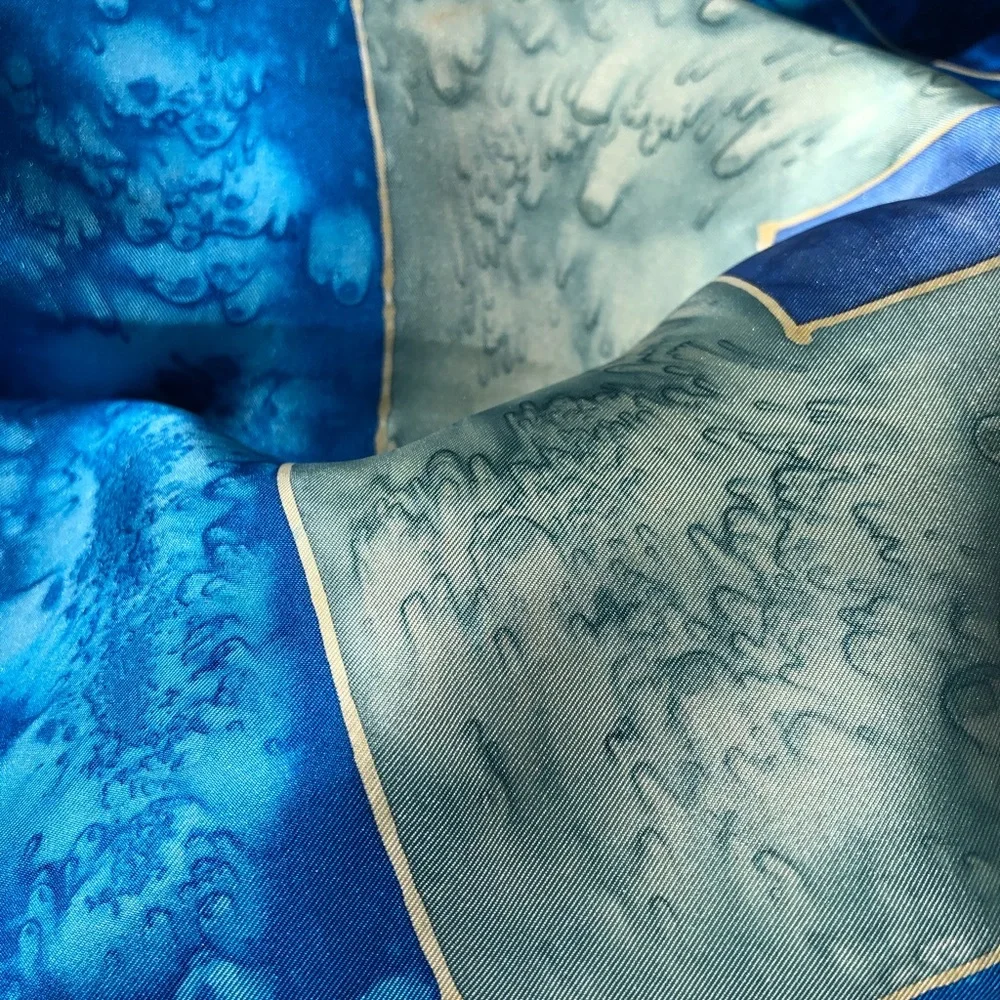 Hand Dyed Blue 100% Silk Scarf